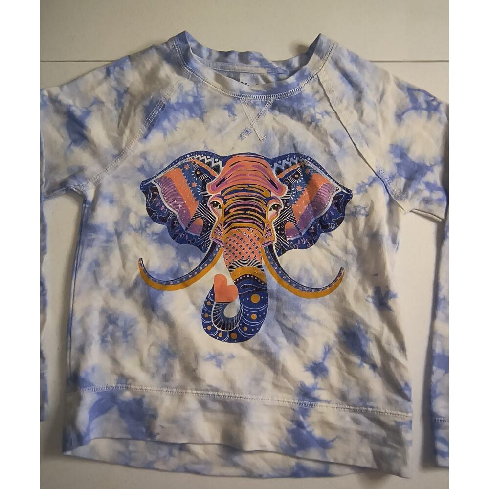 Mudd Girl Tie Dye Elephant Crew Neck Sweatshirt Pullover Causal Blue Sz 7/8 G001 - Picture 2 of 4